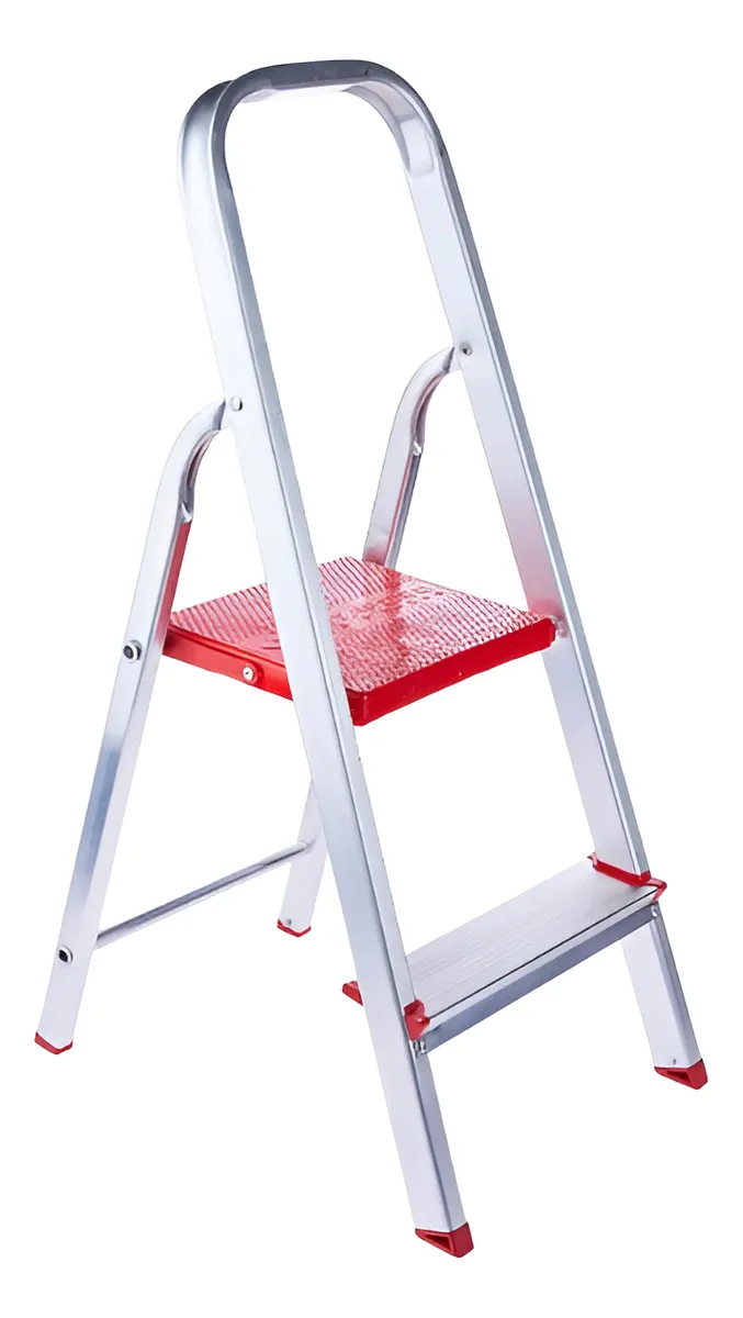 Escada Doméstica Alumínio 2 Degraus Dobrável Botafogo Resistente 120kg