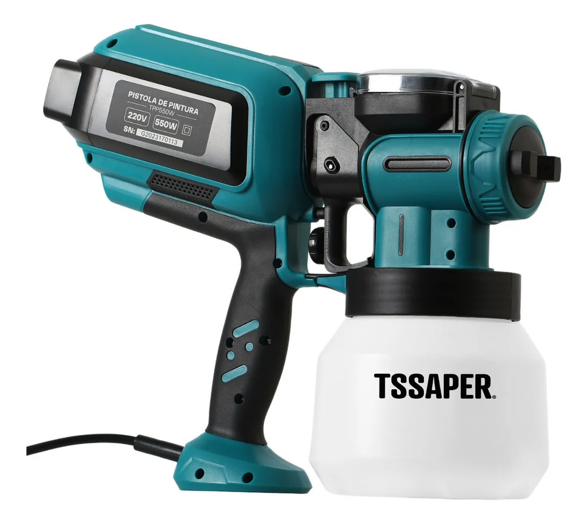 Pulverizador Pistola Pintura Elétrica 550w 3 Bicos Tssaper Cor Azul-petróleo