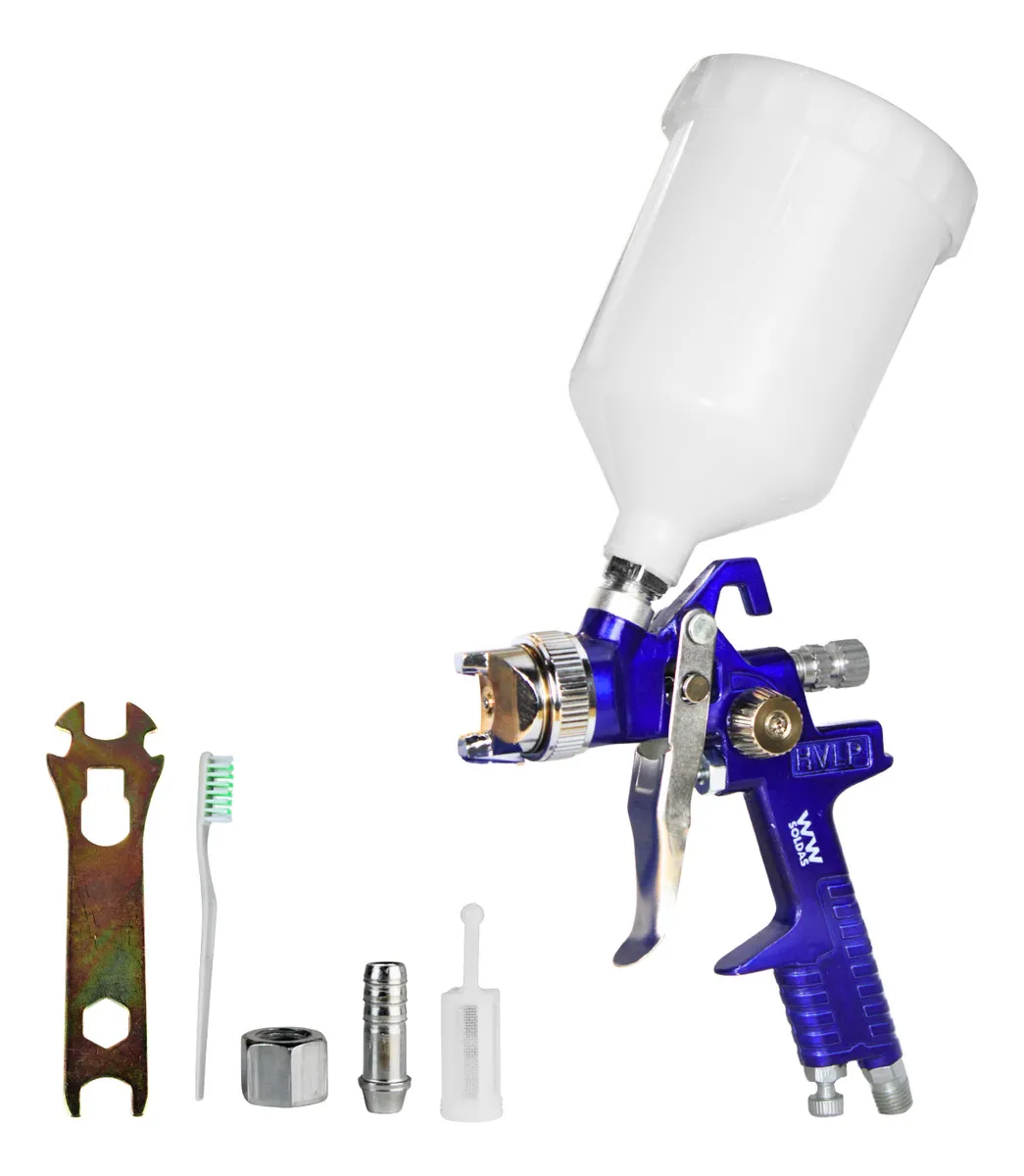 Pistola De Pintura Profissional Automotiva Alta Pressão Hvlp Cor Azul